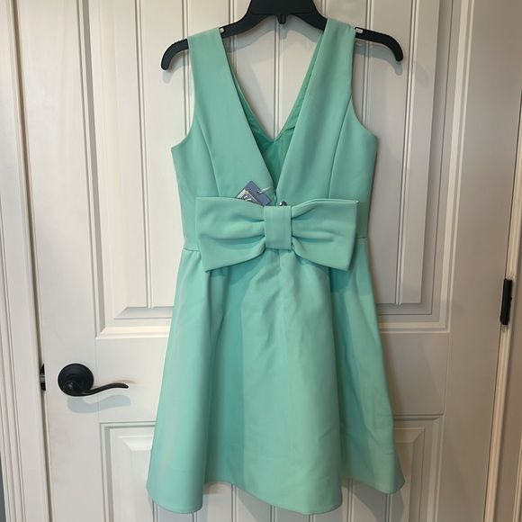 NWT Sail to Sable fit & flare bow back Tiffany mint green cocktail dress size 4 - Picture 2 of 7